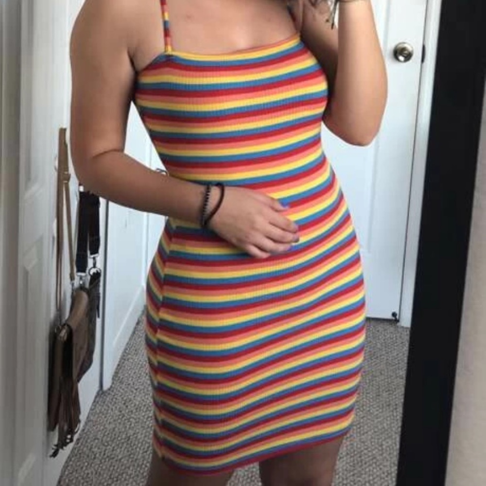 Rainbow stripped body dress